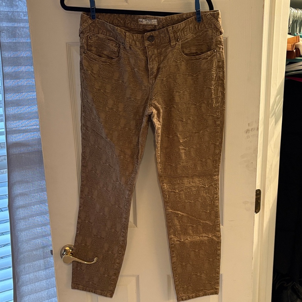 Free People Textured Tan Cropped Jeans